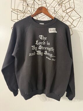 Hanes Black Crewneck Sweatshirt with White Religious Script